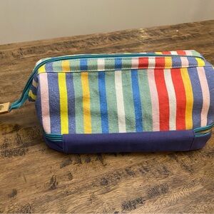 Noonday Colorful Striped Canvas Pouch cabanna dopp kit.